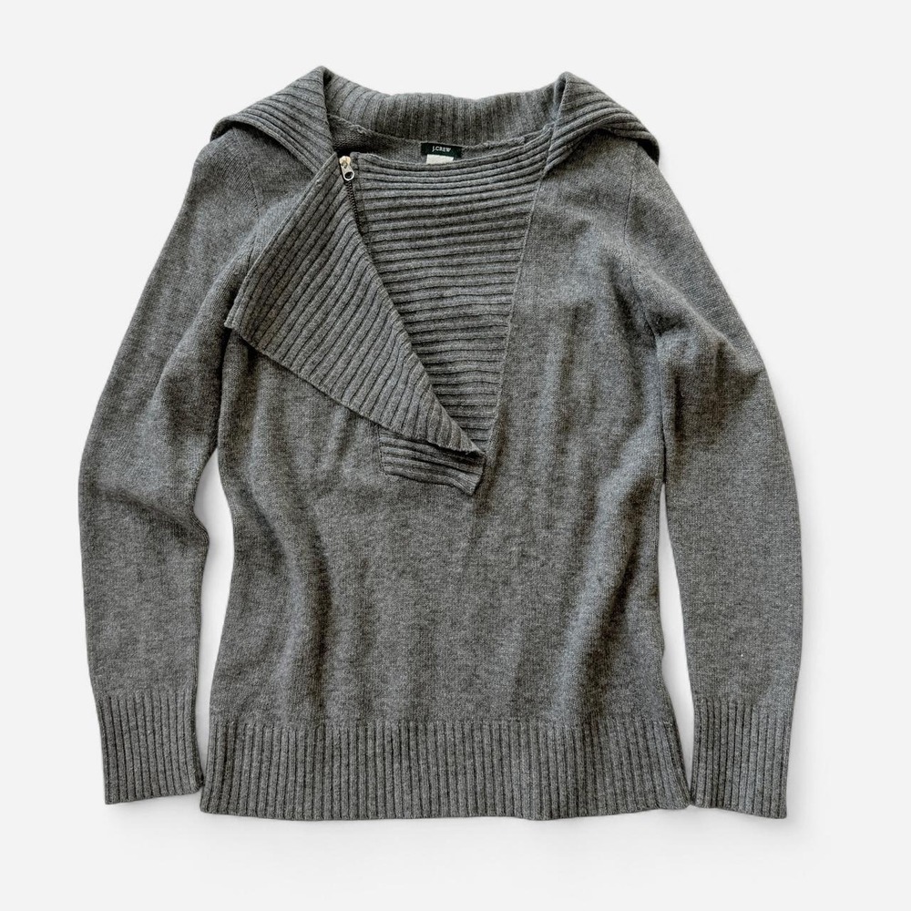 J.Crew Women's Small Gray Wool Cashmere Zip Collar Sweater